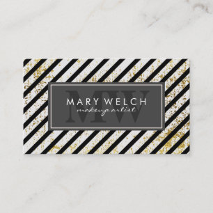 Gold Grunge Stripes Monogram (appointment card) Appointment Card