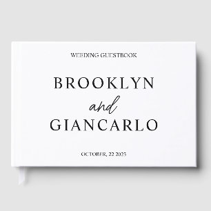 Gold Guestbook • Modern Wedding Guest Book • White