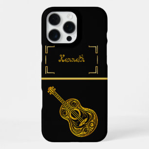 Gold Guitar Artistry Showcases Intricate Design iPhone 16 Pro Max Case