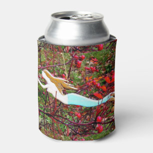 gold hair blue-tail mermaid can cooler