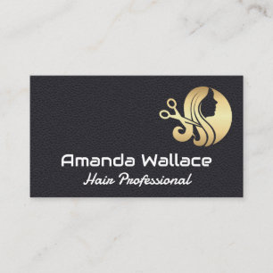 Gold Hair Stylist Logo Business Card