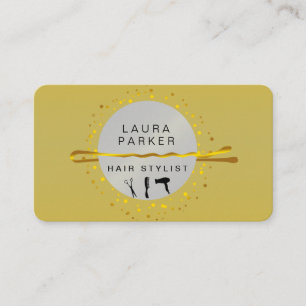 Gold Hair Stylist Makeup Artist Salon Business Card