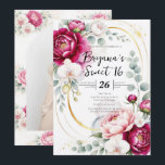 Gold Halo Garden Peonies & Orchids Floral Sweet 16 Invitation<br><div class="desc">Customize for any event</div>
