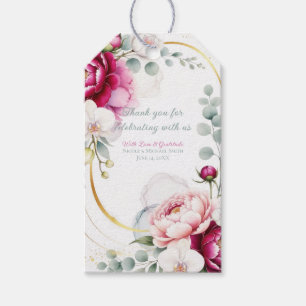 Gold Halo Garden Peonies & Orchids Floral Wedding  Gift Tags