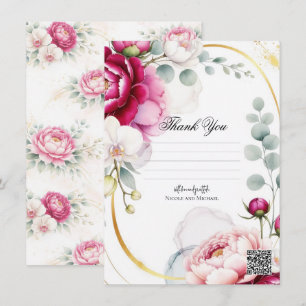 Gold Halo Garden Peonies & Orchids Floral Wedding  Invitation