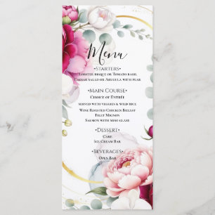 Gold Halo Garden Peonies & Orchids Floral Wedding  Menu