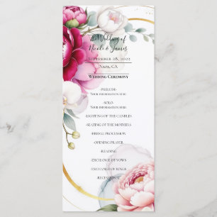 Gold Halo Garden Peonies & Orchids Wedding Program Menu