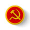 Gold Hammer and Sickle Pin w/Gold Border