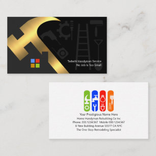 Gold Hammer Rooftop Handyman Tools Business Card