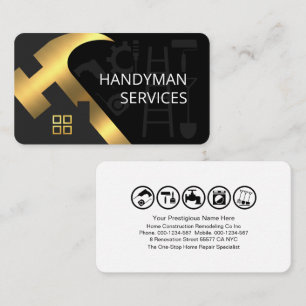 Gold Hammer Rooftop Handyman Tools Business Card