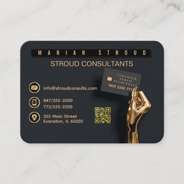 gold hand CPA business card (Front)
