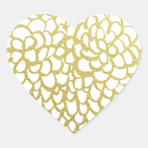 Gold Hand-drawn Petal Pattern Wedding Heart Sticker