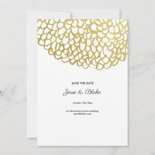 Gold Hand-drawn Petal Pattern Wedding Invitation