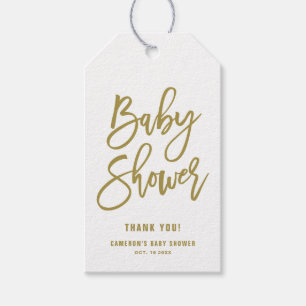 Gold Hand Lettered Script Baby Shower Gift Tag