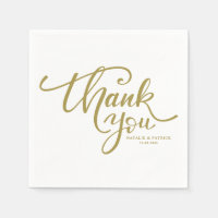 Gold Hand Lettered Wedding Thank You