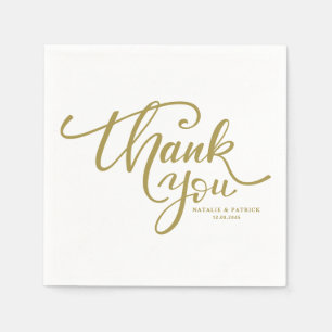 Gold Hand Lettered Wedding Thank You Napkin
