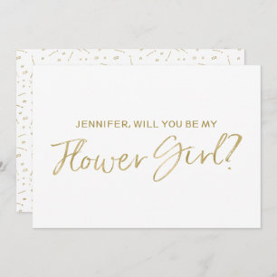 Gold Hand lettered "Will you be my flower girl" Invitation