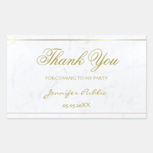 Gold Hand Script Thank You Text Marble Template Rectangular Sticker