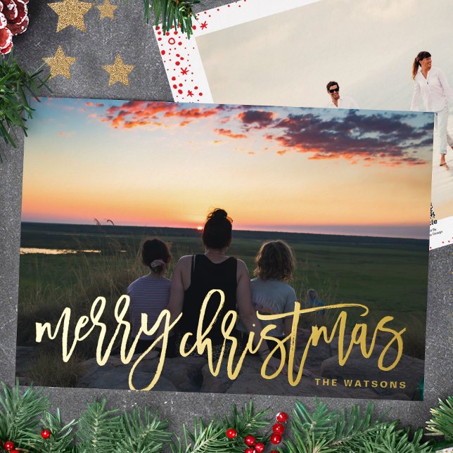 Gold Hand Written Merry Christmas Photo (Creator Uploaded)