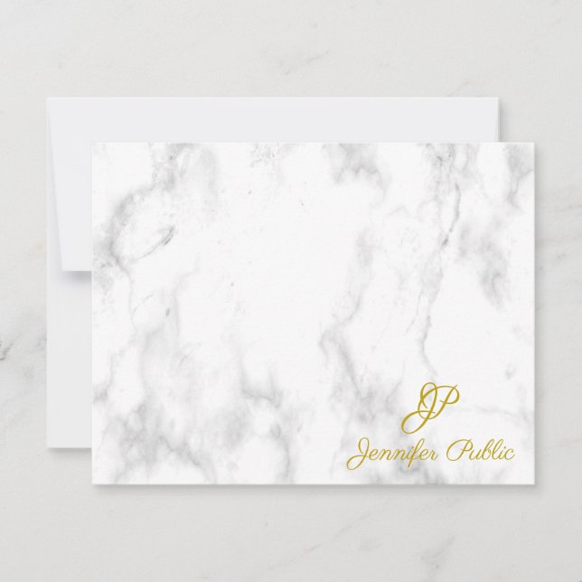 Gold Handwriting Script Text Marble Template (Front)