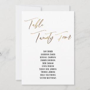 Gold Handwriting Table Twenty Four Seating Chart