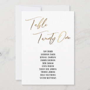 Gold Handwriting Table Twenty One Seating Chart