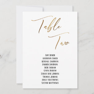 Gold Handwriting Table Two Seating Chart