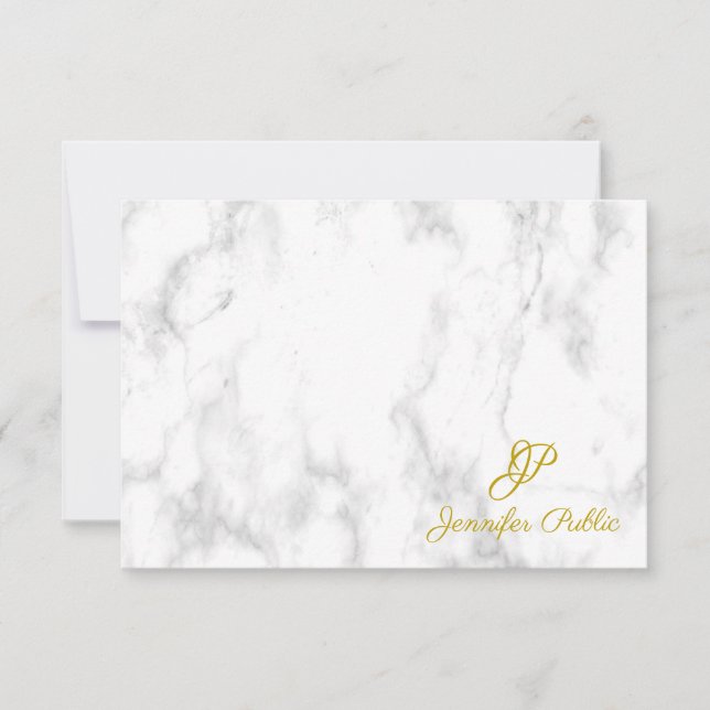 Gold Handwritten Monogram Name Marble Template (Front)