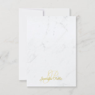 Gold Handwritten Script Name Elegant Marble Modern Card