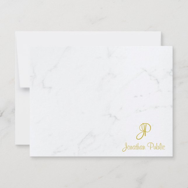 Gold Handwritten Script Name Text Marble Template (Front)