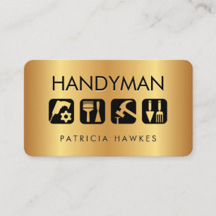 Gold Handyman Repair Tool Icons Business Card