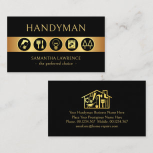 Gold Handyman Tools Border Line Business Card