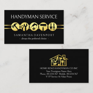 Gold Handyman Tools Border Line Business Card