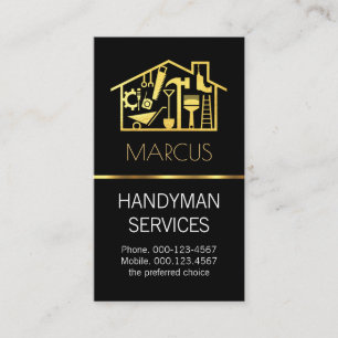 Gold Handyman Tools Building Frame Business Card