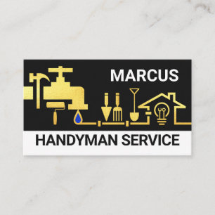Gold Handyman Tools Home Landscape Business Card