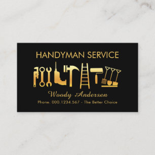 Gold Handyman Tools Icon Business Card