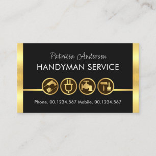 Gold Handyman Tools Line Business Card