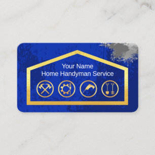 Gold Handyman Tools On Building Frame Business Card