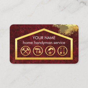 Gold Handyman Tools On Building Frame Business Card
