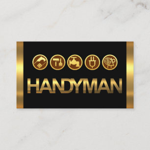 Gold Handyman Tools On Gold Layers Business Card