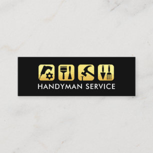 Gold Handyman Tools Placard Mini Business Card