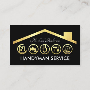 Gold Handyman Tools Roof Business Card