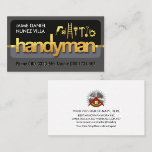 Gold Handyman Tools Signage Business Card