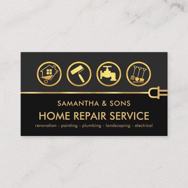Gold Handyman Tools Special Line Business Card (Front)