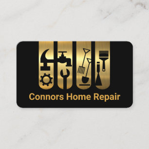 Gold Handyman Tools Tab Building Business Card