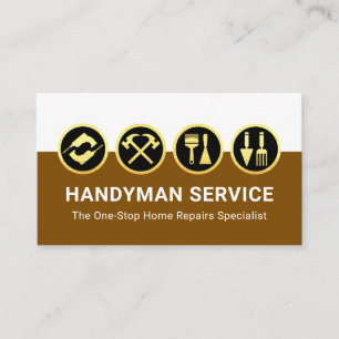 Gold Handyman Tools White Brown Layers Business Card