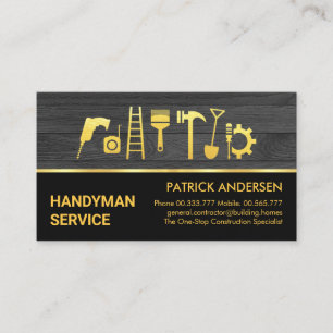 Gold Handyman Tools Wood Panel Business Card