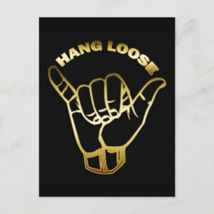 GOLD HANG LOOSE SIGN POSTCARD