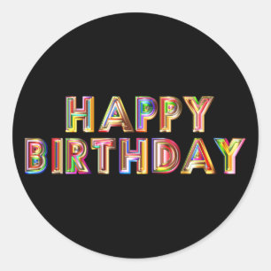 Gold Happy Birthday Classic Round Sticker