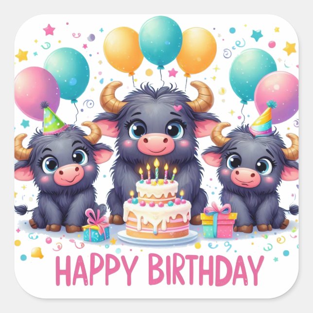 Gold Happy Birthday Classic Round Sticker (Front)